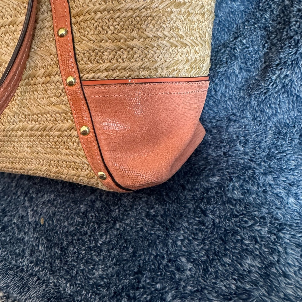 Coach Tan and Coral Tote Bag - Picture 5 of 8